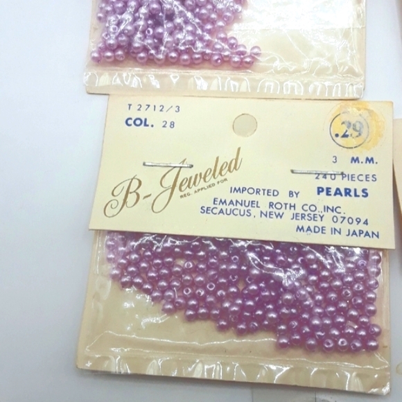 Vintage B-Jeweled Mini Beads Roth Co. 6 Paks Made in Japan - Picture 2 of 6
